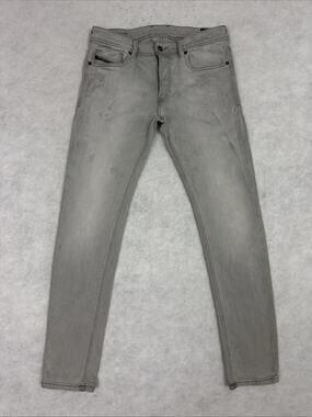 Diesel Sleeker X Skinny Jeans Men 29x30 Gray Distressed Stretch Designer Denim